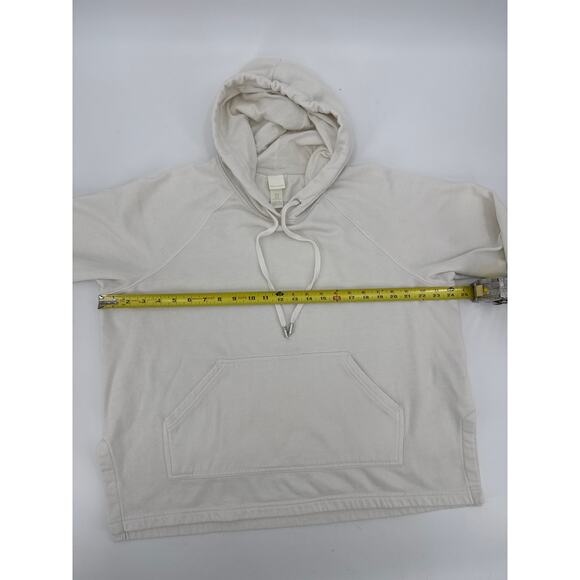 H&M Basics Cream Fleece Lined Hooded Sweatshirt Kangaroo Pocket Womens Medium - Picture 5 of 5